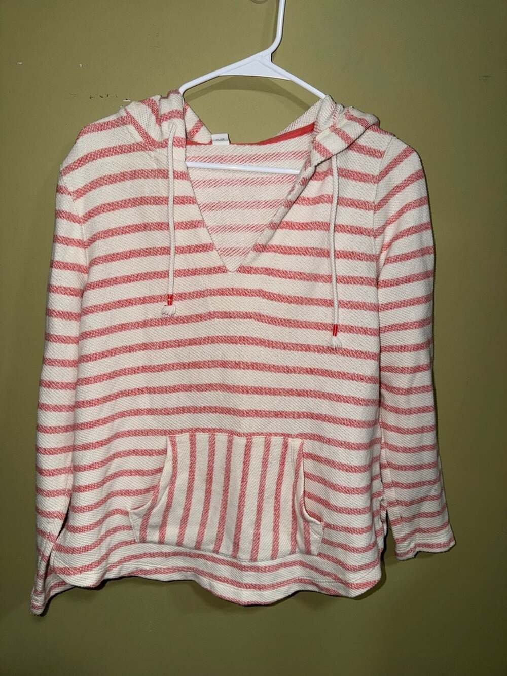 Old Navy Women's Striped Pullover Hoodie Sweatshirt Red White Size M